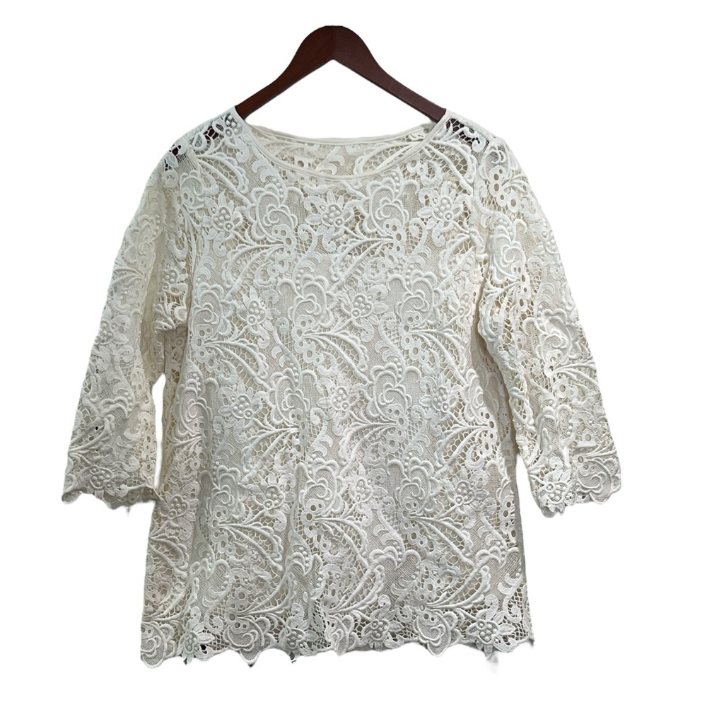 J. Jill Cream Lace Women's Blouse - Picture 7 of 11